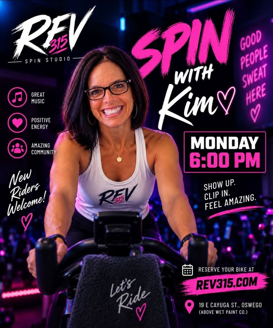Spin with Kim flyer: Monday 6:00 PM